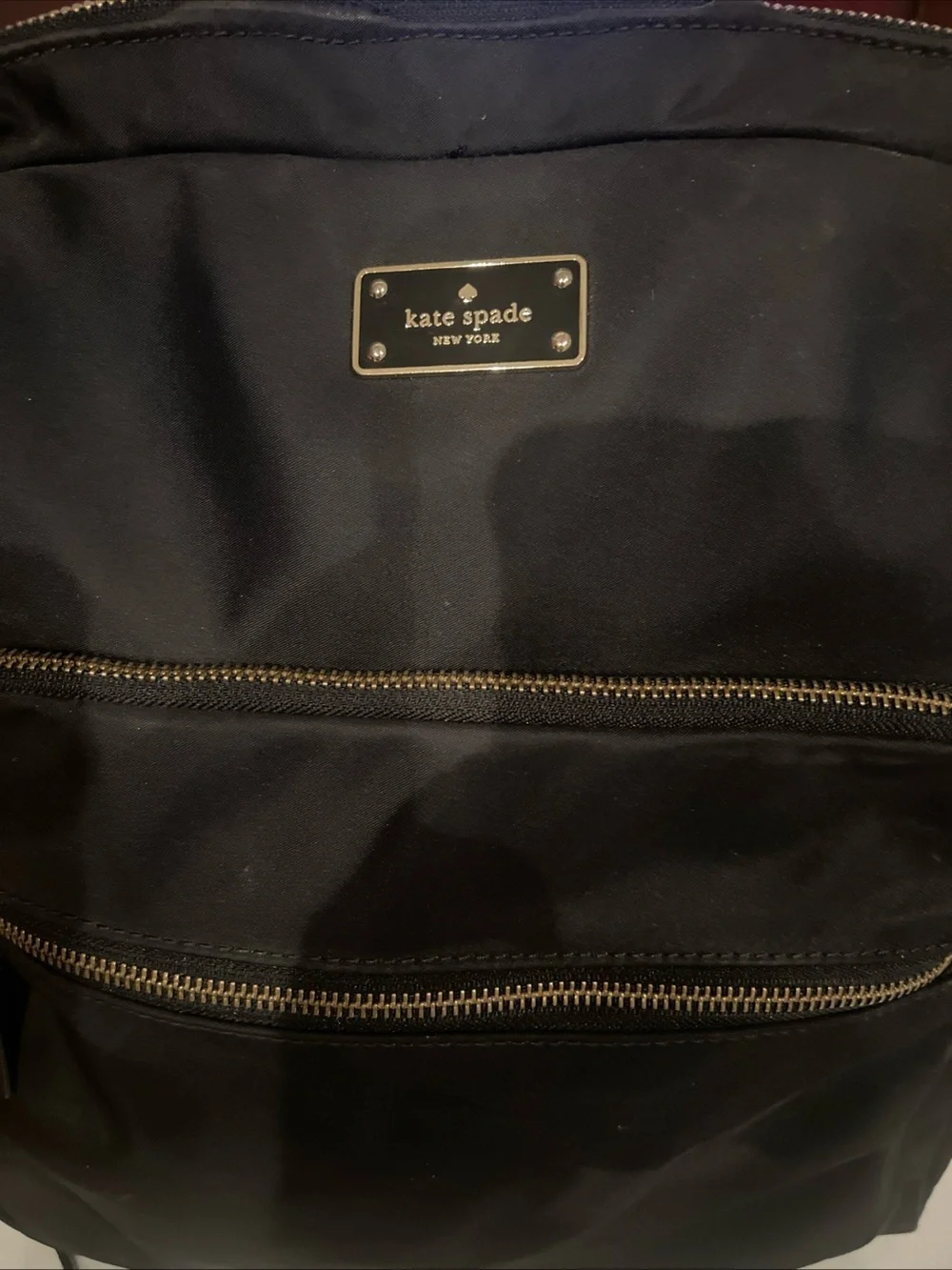 kate spade new york Black Zip Backpack Gold Hardware Front Zip Pocket Pockets